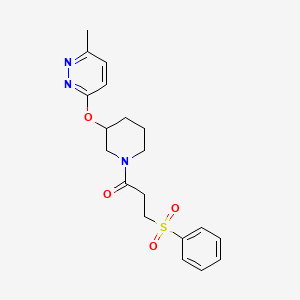 molecular formula C19H23N3O4S B2839632 1-(3-((6-Methylpyridazin-3-yl)oxy)piperidin-1-yl)-3-(phenylsulfonyl)propan-1-one CAS No. 2034577-57-4
