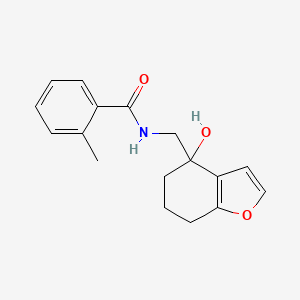 molecular formula C17H19NO3 B2839635 N-((4-hydroxy-4,5,6,7-tetrahydrobenzofuran-4-yl)methyl)-2-methylbenzamide CAS No. 2320214-92-2