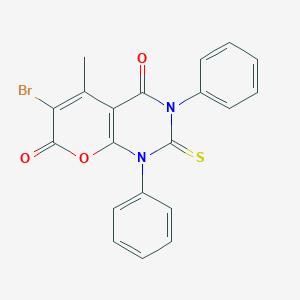 molecular formula C20H13BrN2O3S B283964 6-bromo-5-methyl-1,3-diphenyl-2-thioxo-2H-pyrano[2,3-d]pyrimidine-4,7(1H,3H)-dione 