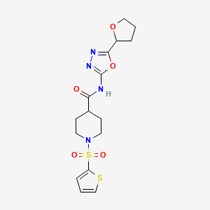 N-(5-(tetrahydrofuran-2-yl)-1,3,4-oxadiazol-2-yl)-1-(thiophen-2-ylsulfonyl)piperidine-4-carboxamide