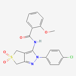 molecular formula C19H16ClN3O4S B2839643 N-(2-(4-chlorophenyl)-5,5-dioxido-4,6-dihydro-2H-thieno[3,4-c]pyrazol-3-yl)-2-methoxybenzamide CAS No. 449790-69-6