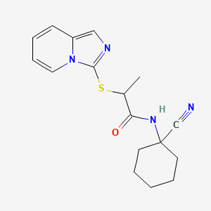 molecular formula C17H20N4OS B2839645 N-(1-Cyanocyclohexyl)-2-imidazo[1,5-a]pyridin-3-ylsulfanylpropanamide CAS No. 1259130-50-1