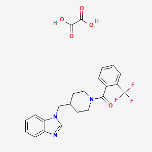 molecular formula C23H22F3N3O5 B2839649 (4-((1H-benzo[d]imidazol-1-yl)methyl)piperidin-1-yl)(2-(trifluoromethyl)phenyl)methanone oxalate CAS No. 1351591-50-8