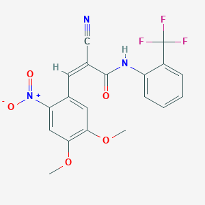 (Z)-2-Cyano-3-(4,5-dimethoxy-2-nitrophenyl)-N-[2-(trifluoromethyl)phenyl]prop-2-enamide