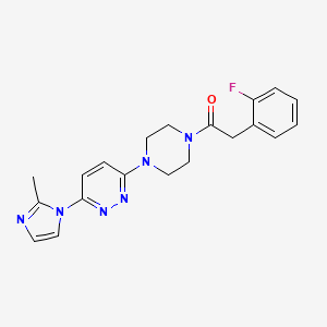 molecular formula C20H21FN6O B2839662 2-(2-氟苯基)-1-(4-(6-(2-甲基-1H-咪唑-1-基)吡啶并[3,4-d]嘧啶-3-基)哌嗪-1-基)乙酮 CAS No. 1396783-48-4