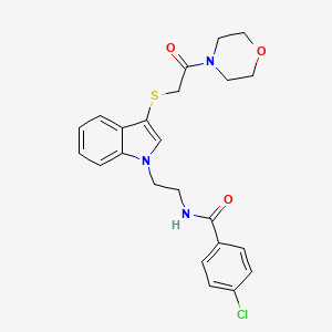 4-chloro-N-[2-[3-(2-morpholin-4-yl-2-oxoethyl)sulfanylindol-1-yl]ethyl]benzamide