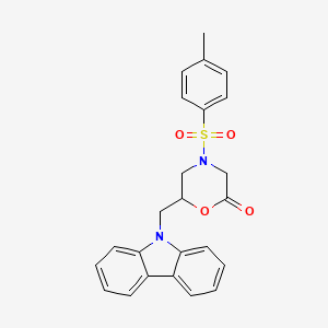 molecular formula C24H22N2O4S B2839670 6-((9H-咔唑-9-基)甲基)-4-对甲苯磺酰吗啉-2-酮 CAS No. 942033-58-1