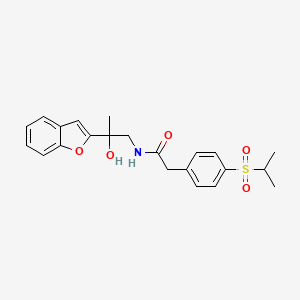 molecular formula C22H25NO5S B2839671 N-(2-(benzofuran-2-yl)-2-hydroxypropyl)-2-(4-(isopropylsulfonyl)phenyl)acetamide CAS No. 2034600-45-6