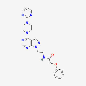 molecular formula C23H25N9O2 B2839676 2-phenoxy-N-(2-(4-(4-(pyrimidin-2-yl)piperazin-1-yl)-1H-pyrazolo[3,4-d]pyrimidin-1-yl)ethyl)acetamide CAS No. 1021025-70-6