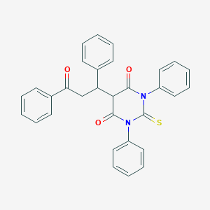 5-(3-oxo-1,3-diphenylpropyl)-1,3-diphenyl-2-thioxodihydro-4,6(1H,5H)-pyrimidinedione