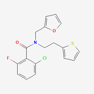 2-chloro-6-fluoro-N-(furan-2-ylmethyl)-N-(2-(thiophen-2-yl)ethyl)benzamide