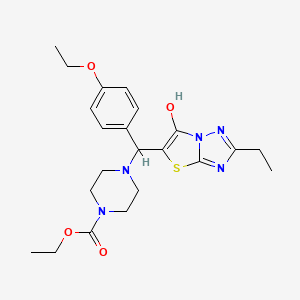 molecular formula C22H29N5O4S B2839687 Ethyl 4-((4-ethoxyphenyl)(2-ethyl-6-hydroxythiazolo[3,2-b][1,2,4]triazol-5-yl)methyl)piperazine-1-carboxylate CAS No. 898367-23-2