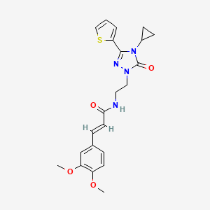 (E)-N-(2-(4-cyclopropyl-5-oxo-3-(thiophen-2-yl)-4,5-dihydro-1H-1,2,4-triazol-1-yl)ethyl)-3-(3,4-dimethoxyphenyl)acrylamide