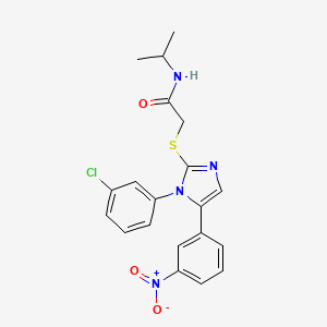 molecular formula C20H19ClN4O3S B2839696 2-((1-(3-chlorophenyl)-5-(3-nitrophenyl)-1H-imidazol-2-yl)thio)-N-isopropylacetamide CAS No. 1234978-10-9
