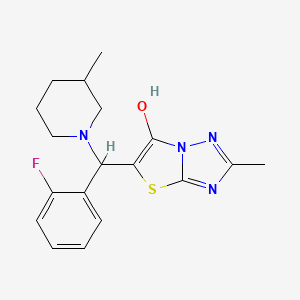 molecular formula C18H21FN4OS B2839697 5-((2-Fluorophenyl)(3-methylpiperidin-1-yl)methyl)-2-methylthiazolo[3,2-b][1,2,4]triazol-6-ol CAS No. 869342-82-5