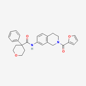 N-(2-(furan-2-carbonyl)-1,2,3,4-tetrahydroisoquinolin-7-yl)-4-phenyltetrahydro-2H-pyran-4-carboxamide