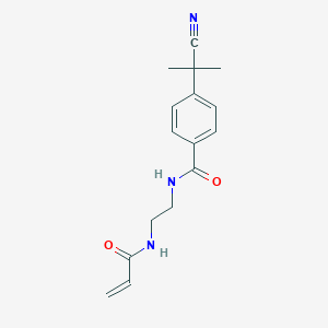 molecular formula C16H19N3O2 B2839705 4-(2-Cyanopropan-2-yl)-N-[2-(prop-2-enoylamino)ethyl]benzamide CAS No. 2361746-08-7
