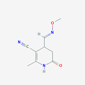 molecular formula C9H11N3O2 B2839707 4-[(Methoxyimino)methyl]-2-methyl-6-oxo-1,4,5,6-tetrahydro-3-pyridinecarbonitrile CAS No. 338415-16-0