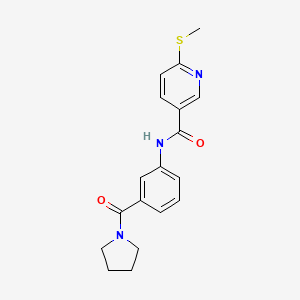 6-(methylsulfanyl)-N-[3-(pyrrolidine-1-carbonyl)phenyl]pyridine-3-carboxamide