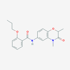 molecular formula C20H22N2O4 B2839720 N-(2,4-dimethyl-3-oxo-3,4-dihydro-2H-1,4-benzoxazin-6-yl)-2-propoxybenzamide CAS No. 1205952-55-1