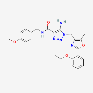 molecular formula C24H26N6O4 B2839723 5-amino-1-((2-(2-ethoxyphenyl)-5-methyloxazol-4-yl)methyl)-N-(4-methoxybenzyl)-1H-1,2,3-triazole-4-carboxamide CAS No. 1251551-10-6
