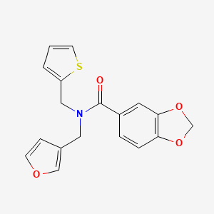 molecular formula C18H15NO4S B2839724 N-(furan-3-ylmethyl)-N-(thiophen-2-ylmethyl)benzo[d][1,3]dioxole-5-carboxamide CAS No. 1421504-88-2