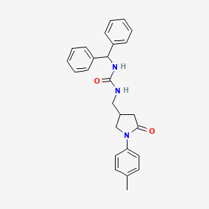 molecular formula C26H27N3O2 B2839727 1-苯甲基-3-((5-氧代-1-(对甲苯基)吡咯啉-3-基)甲基)脲 CAS No. 954588-95-5