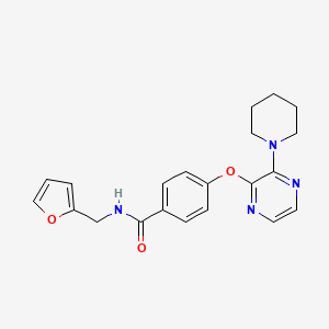 molecular formula C21H22N4O3 B2839731 N-(2-furylmethyl)-4-[(3-piperidin-1-ylpyrazin-2-yl)oxy]benzamide CAS No. 1326846-31-4