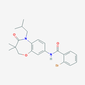 molecular formula C22H25BrN2O3 B2839736 2-bromo-N-(5-isobutyl-3,3-dimethyl-4-oxo-2,3,4,5-tetrahydrobenzo[b][1,4]oxazepin-8-yl)benzamide CAS No. 921582-60-7