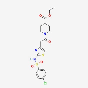 Ethyl 1-(2-(2-(4-chlorophenylsulfonamido)thiazol-4-yl)acetyl)piperidine-4-carboxylate