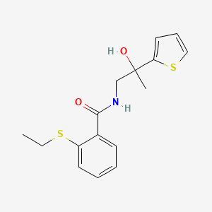 2-(ethylthio)-N-(2-hydroxy-2-(thiophen-2-yl)propyl)benzamide