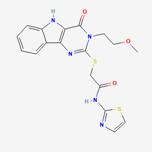 2-[[3-(2-methoxyethyl)-4-oxo-5H-pyrimido[5,4-b]indol-2-yl]sulfanyl]-N-(1,3-thiazol-2-yl)acetamide