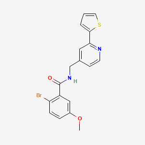 molecular formula C18H15BrN2O2S B2839759 2-bromo-5-methoxy-N-((2-(thiophen-2-yl)pyridin-4-yl)methyl)benzamide CAS No. 2034269-95-7