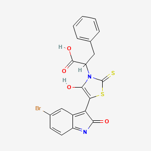 (Z)-2-(5-(5-bromo-2-oxoindolin-3-ylidene)-4-oxo-2-thioxothiazolidin-3-yl)-3-phenylpropanoic acid