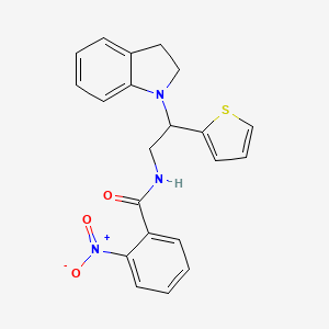 N-(2-(indolin-1-yl)-2-(thiophen-2-yl)ethyl)-2-nitrobenzamide