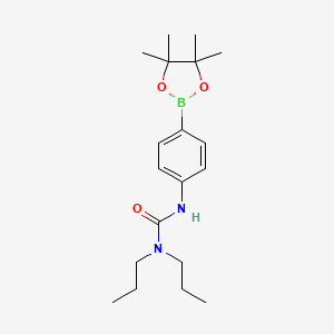molecular formula C19H31BN2O3 B2839777 1,1-Dipropyl-3-(4-(4,4,5,5-tetramethyl-1,3,2-dioxaborolan-2-yl)phenyl)urea CAS No. 874298-10-9