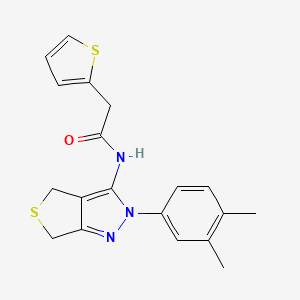 molecular formula C19H19N3OS2 B2839781 N-(2-(3,4-dimethylphenyl)-4,6-dihydro-2H-thieno[3,4-c]pyrazol-3-yl)-2-(thiophen-2-yl)acetamide CAS No. 681269-06-7