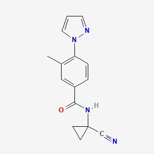 molecular formula C15H14N4O B2839795 N-(1-Cyanocyclopropyl)-3-methyl-4-pyrazol-1-ylbenzamide CAS No. 2418720-91-7