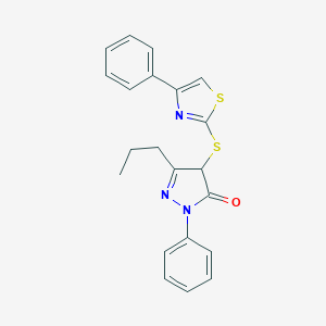 2-phenyl-4-[(4-phenyl-1,3-thiazol-2-yl)sulfanyl]-5-propyl-2,4-dihydro-3H-pyrazol-3-one