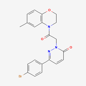 molecular formula C21H18BrN3O3 B2839815 6-(4-bromophenyl)-2-[2-(6-methyl-2,3-dihydro-4H-1,4-benzoxazin-4-yl)-2-oxoethyl]pyridazin-3(2H)-one CAS No. 1252843-77-8