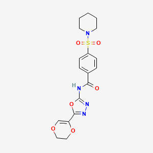 N-(5-(5,6-dihydro-1,4-dioxin-2-yl)-1,3,4-oxadiazol-2-yl)-4-(piperidin-1-ylsulfonyl)benzamide