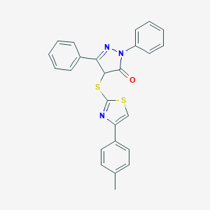 molecular formula C25H19N3OS2 B283982 4-{[4-(4-methylphenyl)-1,3-thiazol-2-yl]sulfanyl}-2,5-diphenyl-2,4-dihydro-3H-pyrazol-3-one 