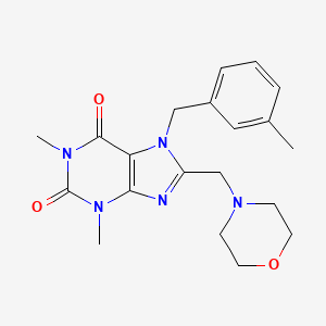molecular formula C20H25N5O3 B2839827 1,3-二甲基-7-[(3-甲基苯基)甲基]-8-(吗啉-4-基甲基)嘧啶-2,6-二酮 CAS No. 851938-76-6