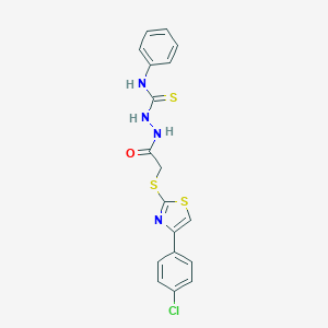 molecular formula C18H15ClN4OS3 B283983 2-({[4-(4-chlorophenyl)-1,3-thiazol-2-yl]sulfanyl}acetyl)-N-phenylhydrazinecarbothioamide 