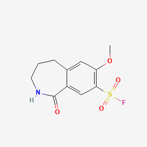 molecular formula C11H12FNO4S B2839834 7-Methoxy-1-oxo-2,3,4,5-tetrahydro-2-benzazepine-8-sulfonyl fluoride CAS No. 2137912-73-1