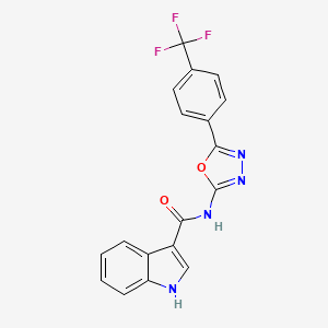 molecular formula C18H11F3N4O2 B2839839 N-(5-(4-(三氟甲基)苯基)-1,3,4-噁二唑-2-基)-1H-吲哚-3-甲酰胺 CAS No. 1209247-38-0
