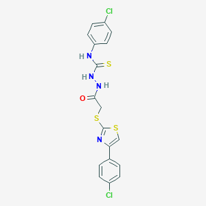 molecular formula C18H14Cl2N4OS3 B283984 N-(4-chlorophenyl)-2-({[4-(4-chlorophenyl)-1,3-thiazol-2-yl]sulfanyl}acetyl)hydrazinecarbothioamide 