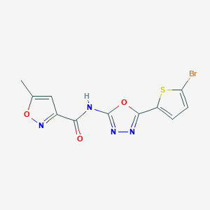 molecular formula C11H7BrN4O3S B2839843 N-(5-(5-溴噻吩-2-基)-1,3,4-噁二唑-2-基)-5-甲基异噁唑-3-甲酰胺 CAS No. 1021132-07-9