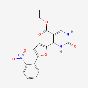 molecular formula C18H17N3O6 B2839845 乙酸6-甲基-4-[5-(2-硝基苯基)呋喃-2-基]-2-氧代-1,2,3,4-四氢嘧啶-5-羧酸酯 CAS No. 324769-81-5