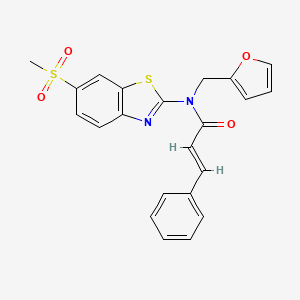 molecular formula C22H18N2O4S2 B2839846 N-(furan-2-ylmethyl)-N-(6-(methylsulfonyl)benzo[d]thiazol-2-yl)cinnamamide CAS No. 1006996-23-1